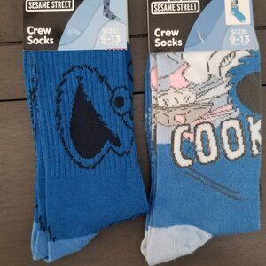 Sesame Street Cookie Monster 2-Pair Adult Novelty Crew Socks